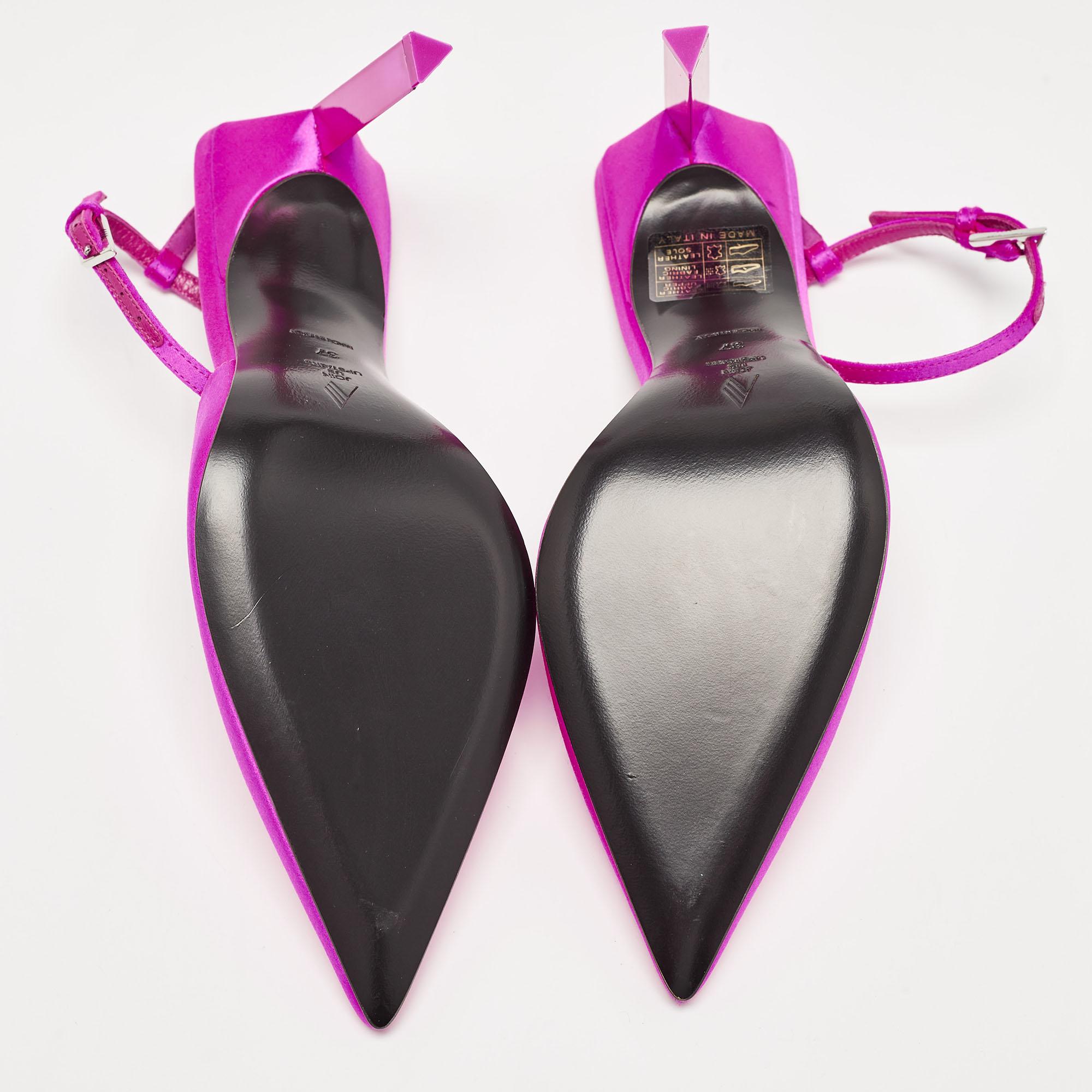 Women's The Attico Pink Satin Perine Slingback Pumps Size 37 For Sale