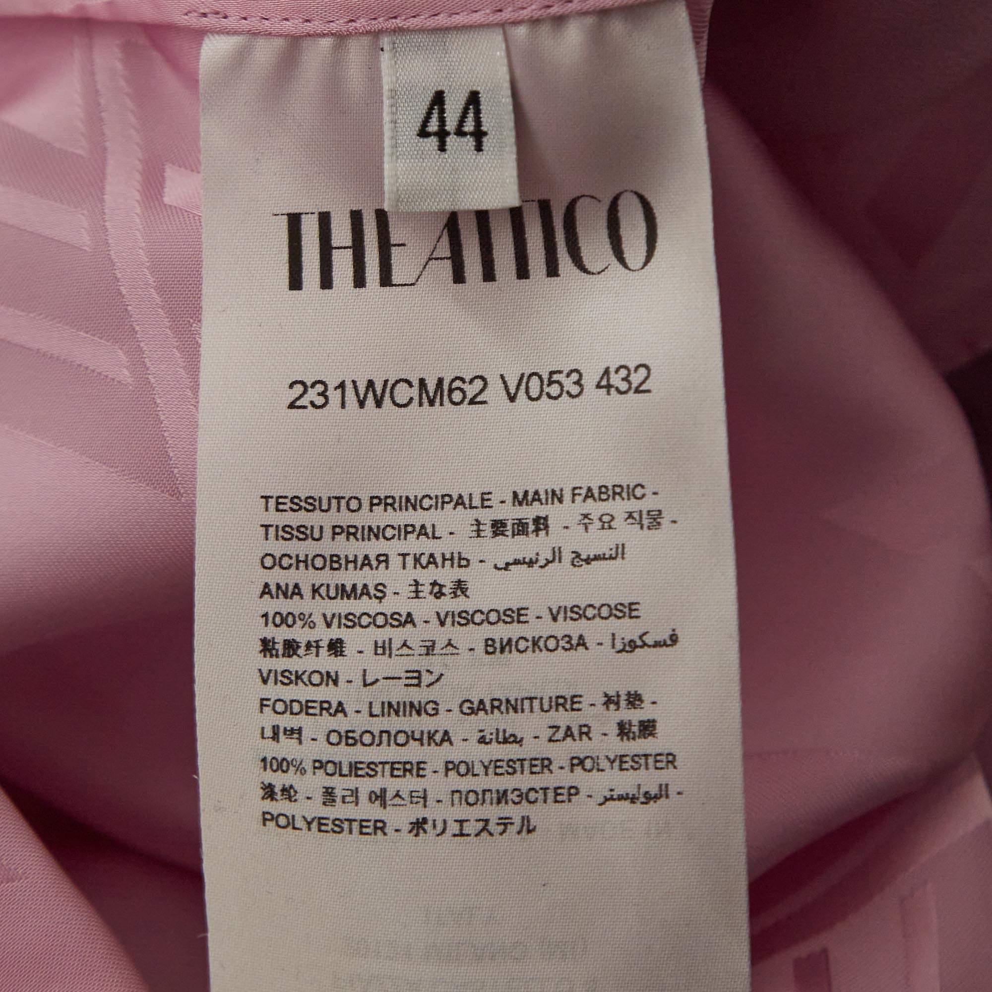 Women's The Attico Pink Satin Slit Detail Charla Midi Dress L