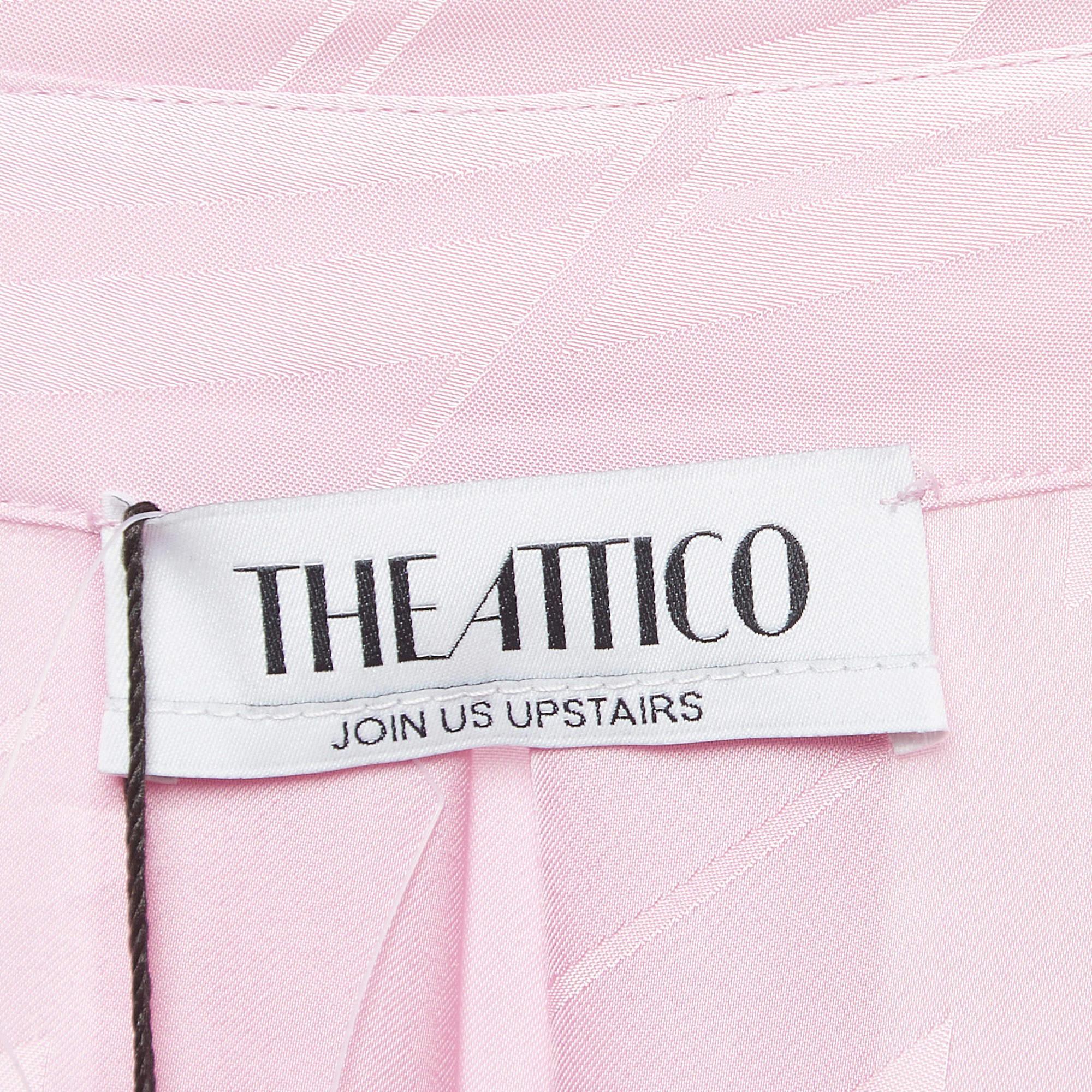 The Attico Pink Satin Slit Detail Charla Midi Dress L 1