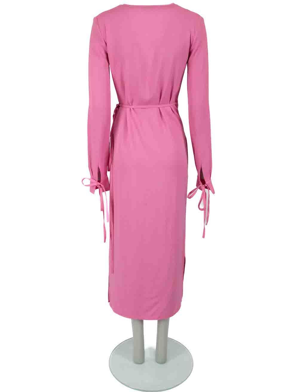 The Attico Pink Wrap Long Sleeve Dress Size XXS In Good Condition For Sale In London, GB