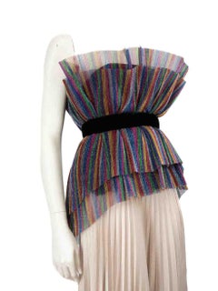 The Attico Pleated Tulle Strapless Top Size L