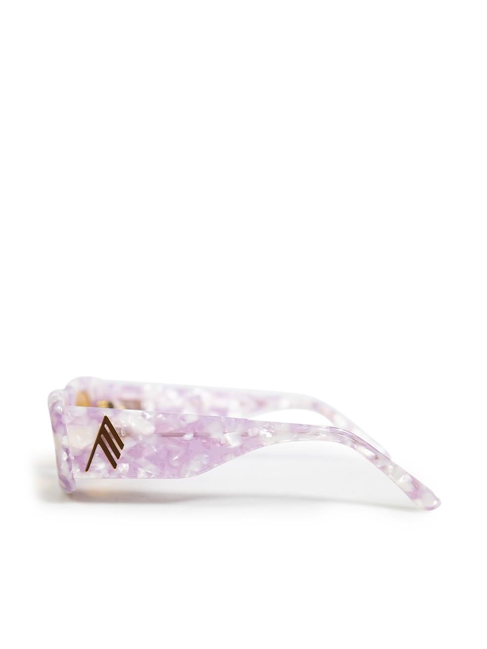 The Attico Purple Marbled Rectangle Sunglasses In Good Condition For Sale In London, GB