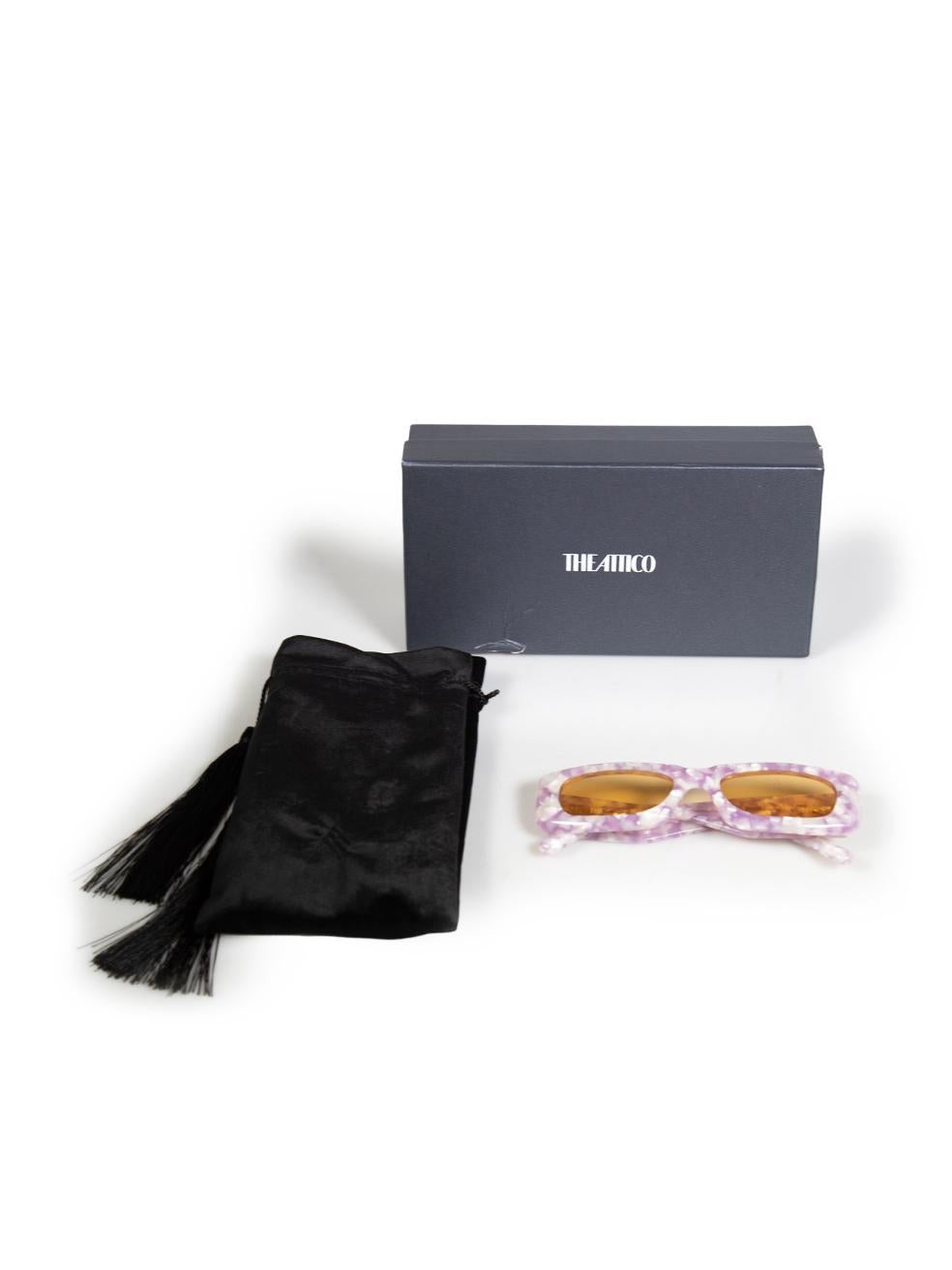 The Attico Purple Marbled Rectangle Sunglasses For Sale 1