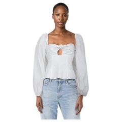 El Attico Top Blanco Cuello Cuadrado Lazo Delantero Talla XXS