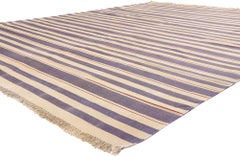 The Aubergine Cadence: A Vintage Dhurrie Masterpiece of Tailored Elegance