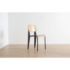The Authentic Standard Chair in Natural Oak and Black Color by Jean Prouvé