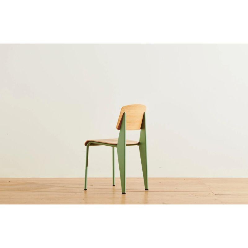 German Authentic Standard Chair in Natural Oak and Mint Color by Jean Prouvé