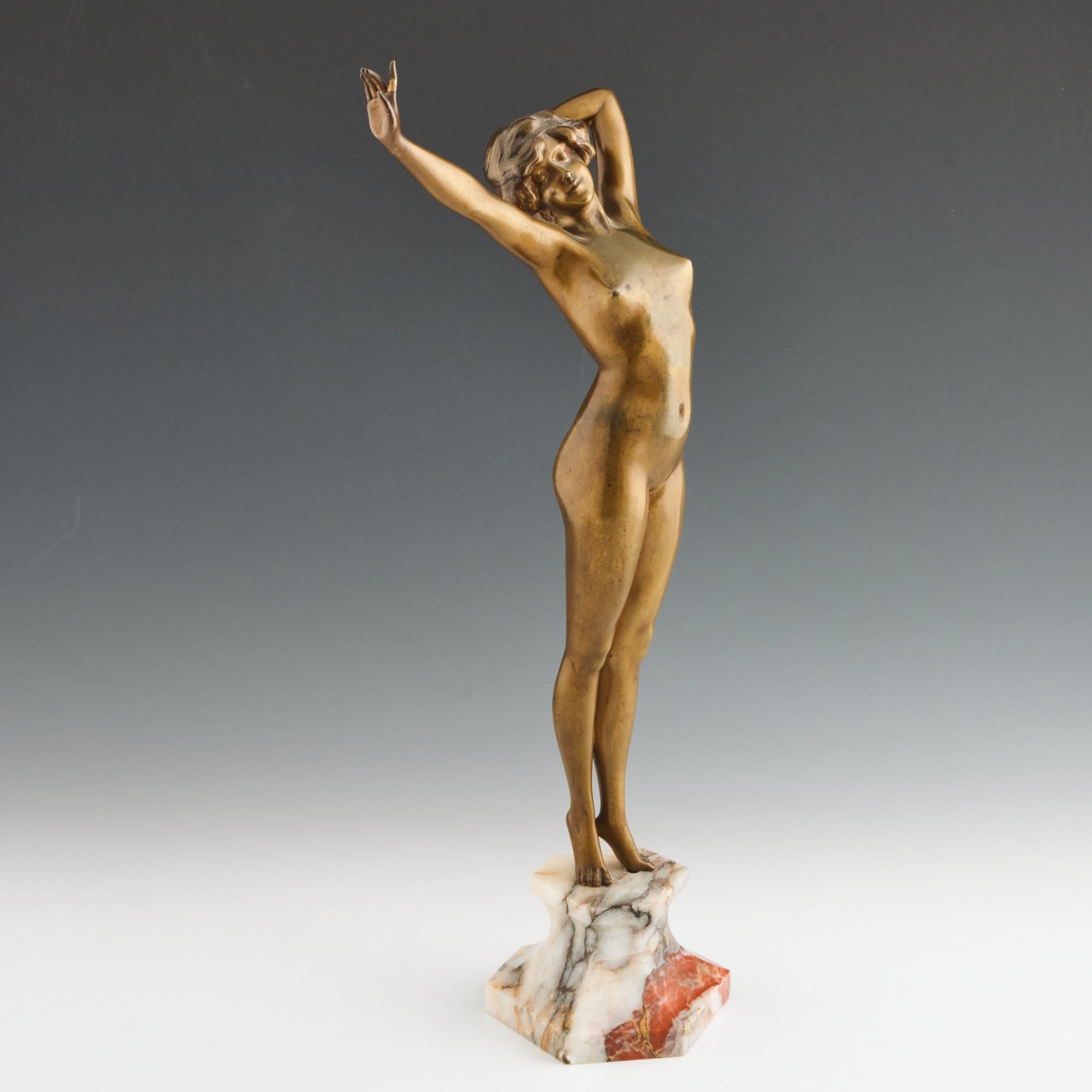 'The Awakening' Art Deco Bronze Sculpture by Paul Philippe, Signed 2