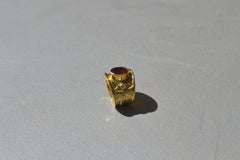 Aztec Ring in 18k Gold with Ruby and Two Diamonds