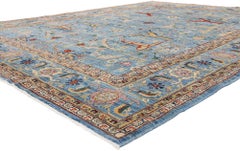 The Azure Citadel: A Vintage Pakistani Bijar of Modern Regal Elegance