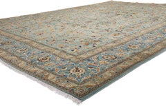 The Azure Garden: A Vintage Persian Kashan Masterpiece of Celestial Elegance