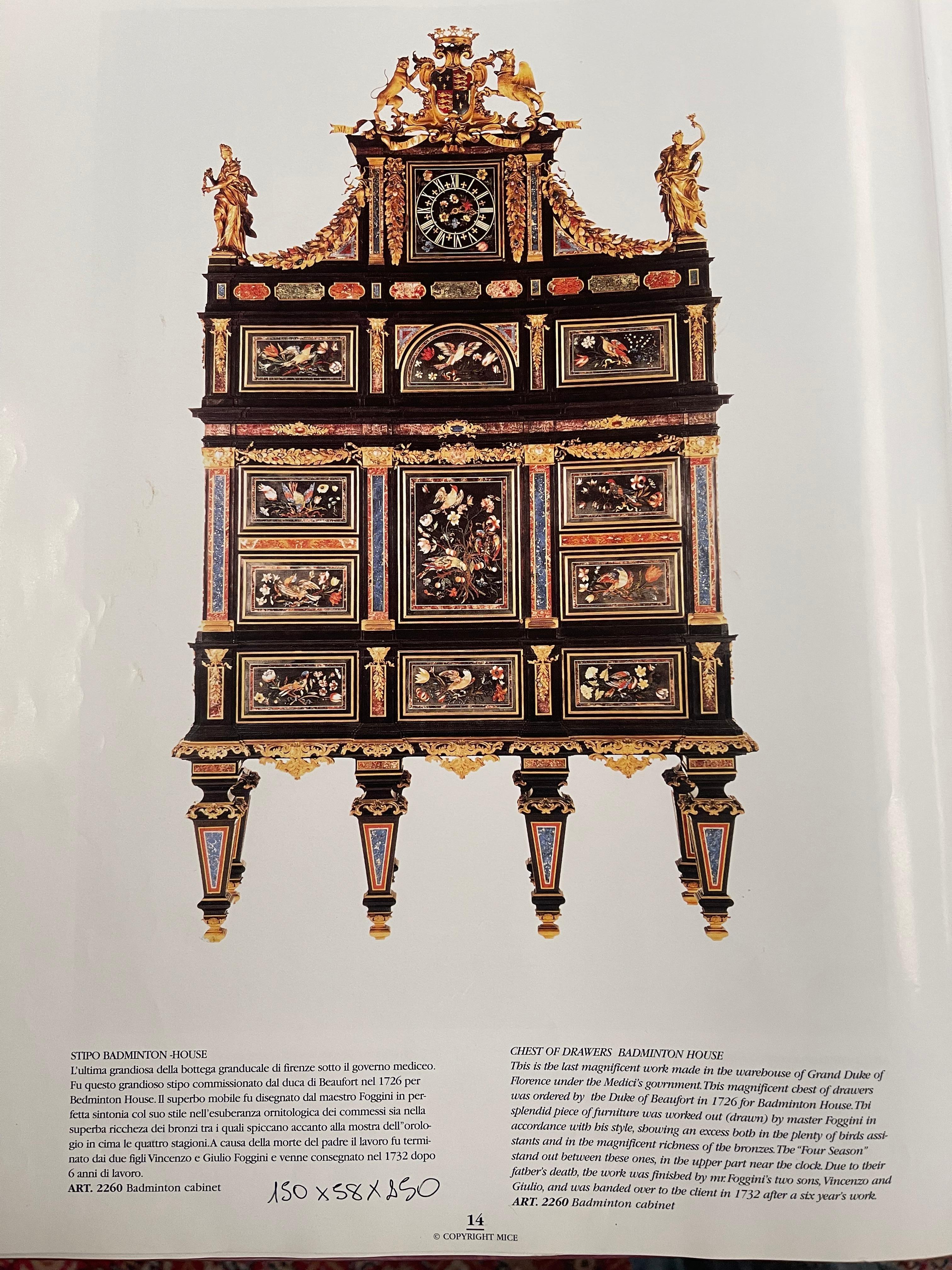 Reproduction of the original - The original Badminton Cabinet is a monumental piece of furniture from the 18th century that twice set the record for the most expensive piece of furniture ever sold.