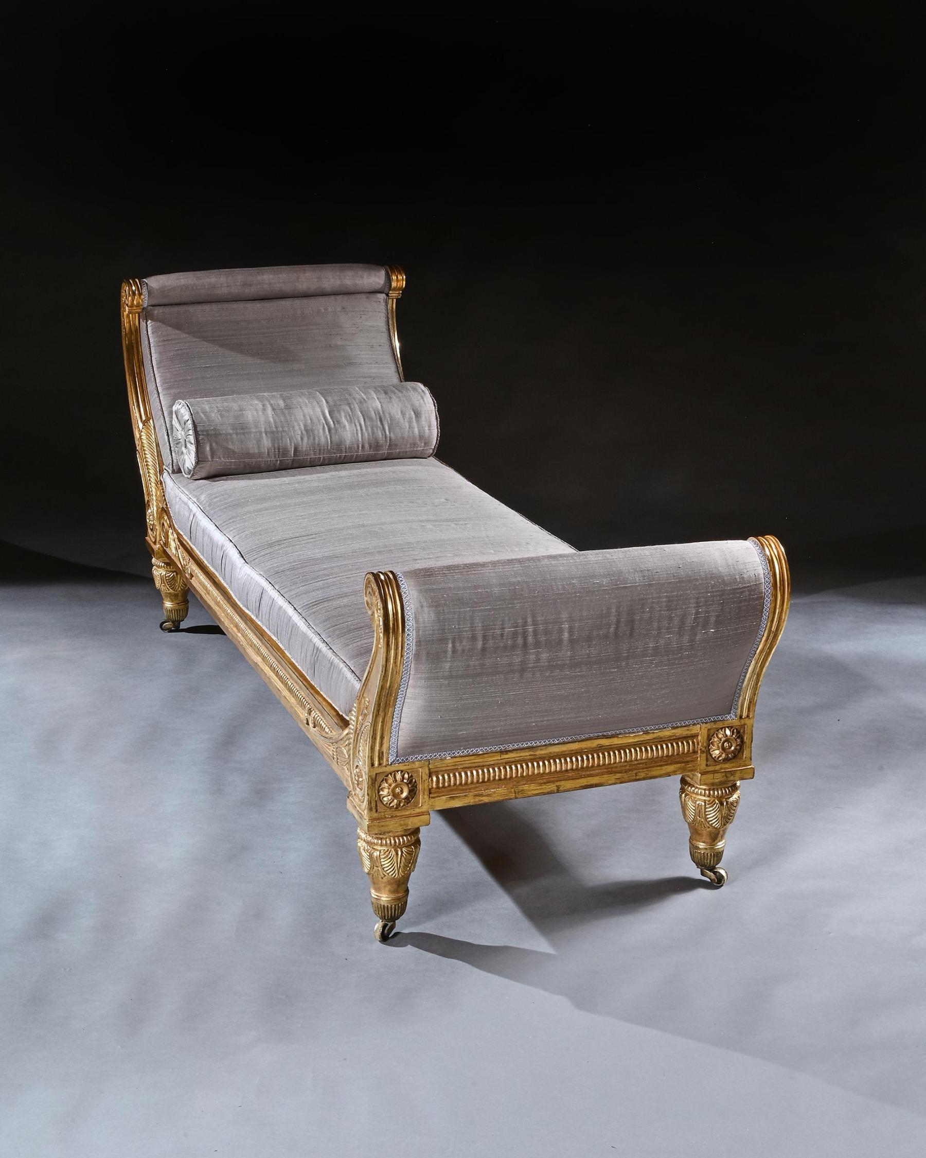 Morel and Hughes Regency Carved Giltwood Daybed Likely Made for Badminton House  5