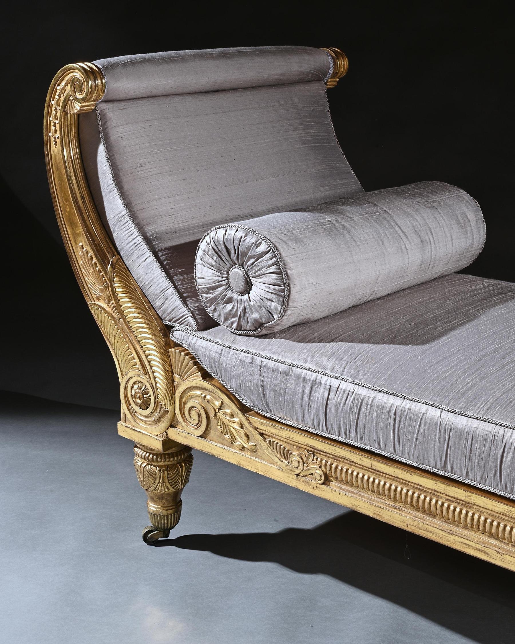 Morel and Hughes Regency Carved Giltwood Daybed Likely Made for Badminton House  1