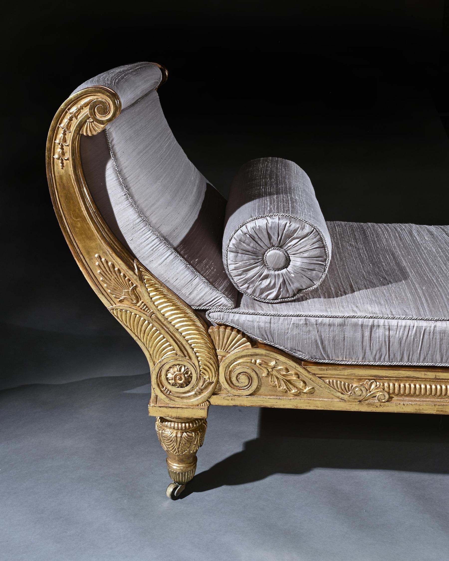 Morel and Hughes Regency Carved Giltwood Daybed Likely Made for Badminton House  2