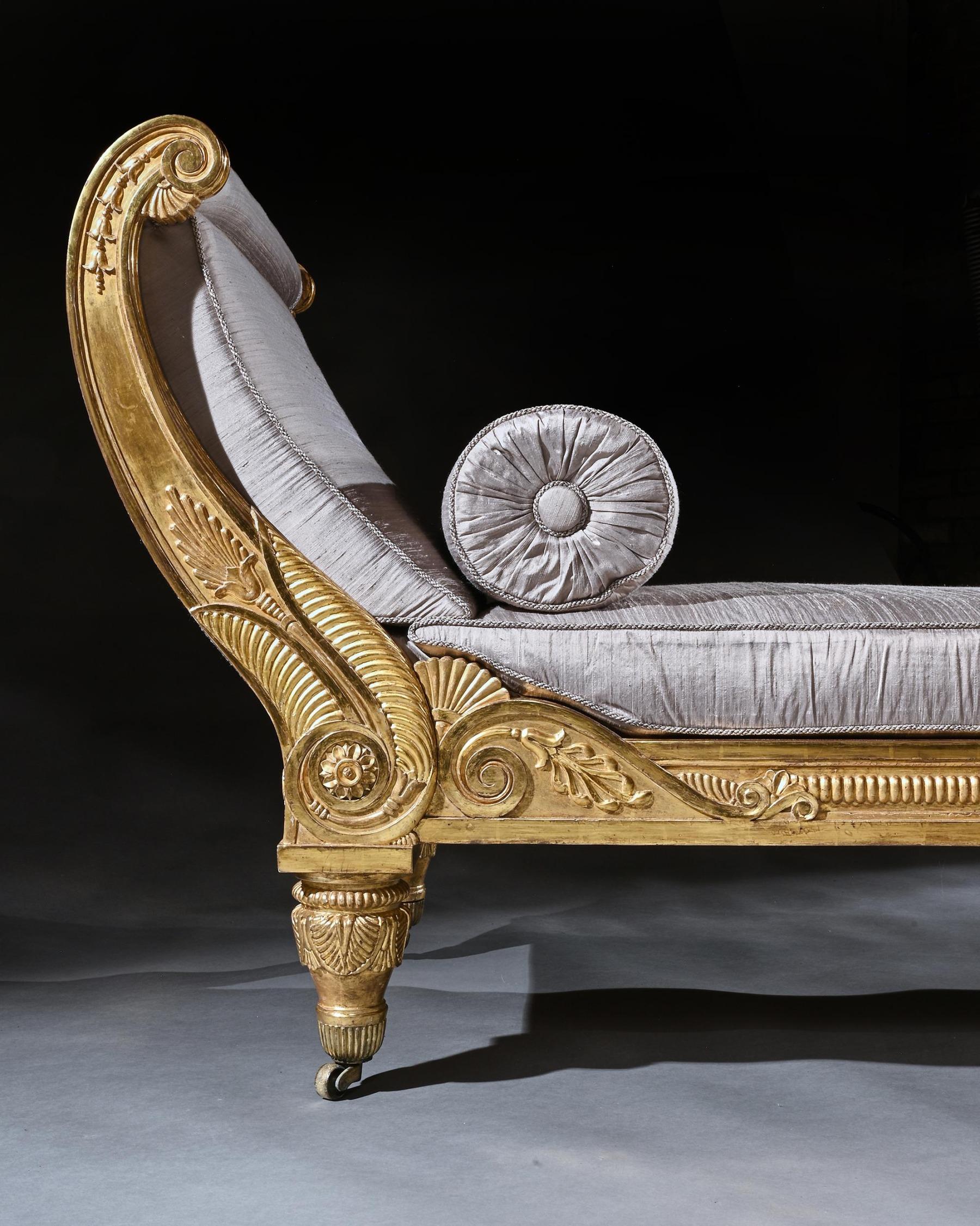 Morel and Hughes Regency Carved Giltwood Daybed Likely Made for Badminton House  3