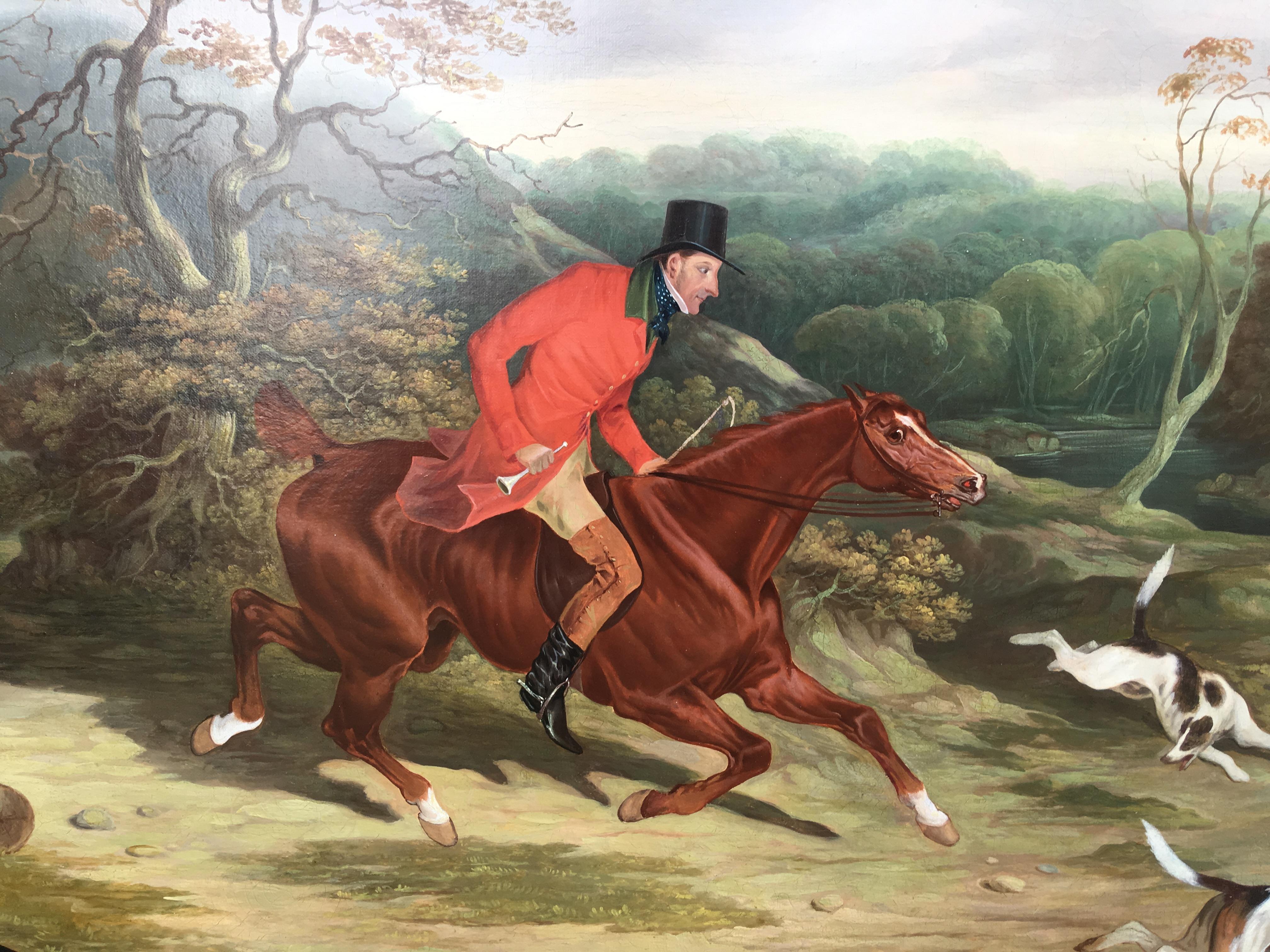 Badsworth Hunt Oil on Canvas in Period Frame at 1stDibs