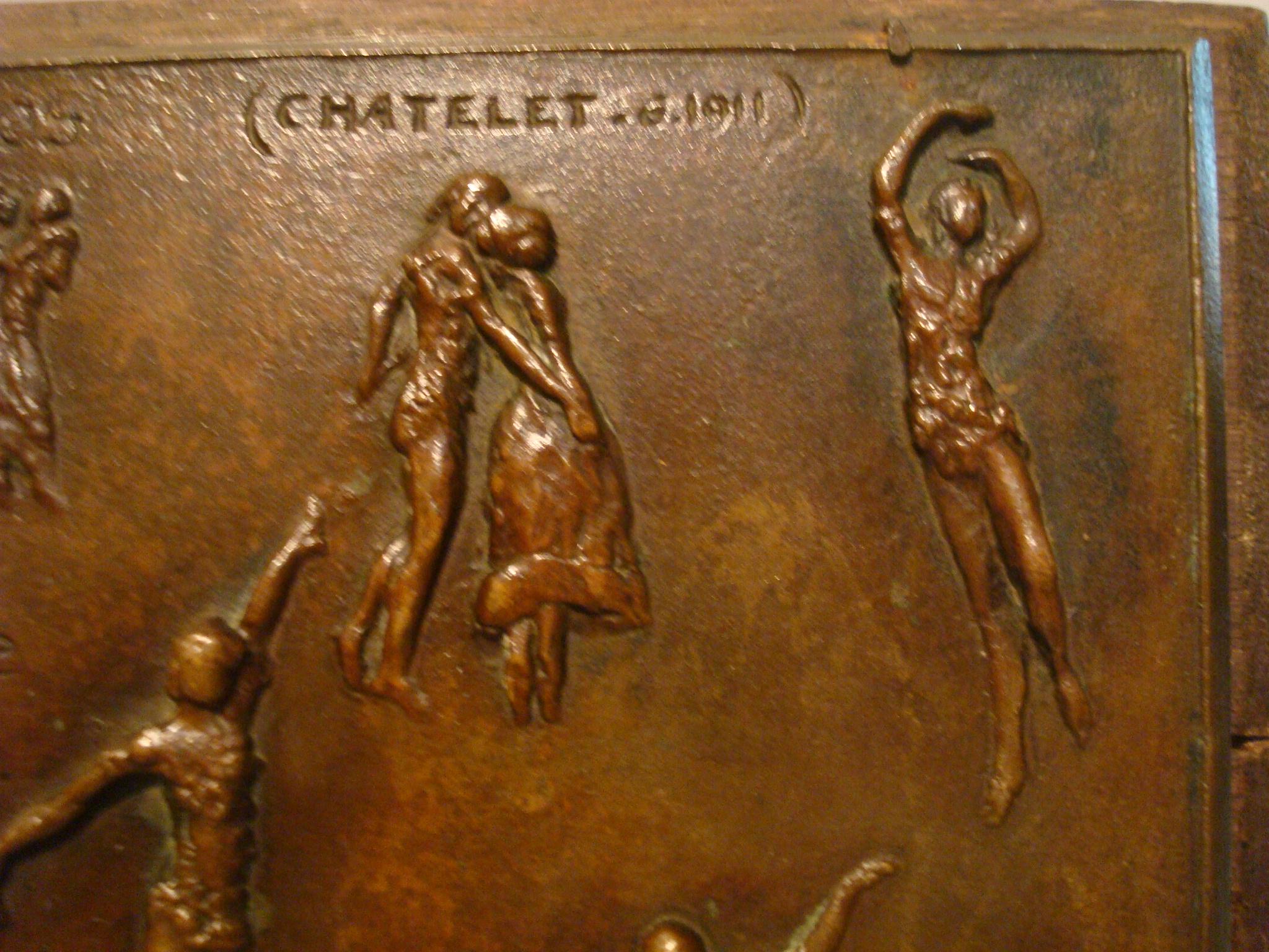 Art Nouveau Ballet Russian Dansers Bronze Relief Plaque by Maurice Charpentier-Mio