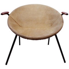 Retro 'The Balloon' Chair in Patinated Light Suede by Hans Olsen and Lea Design, 1960s