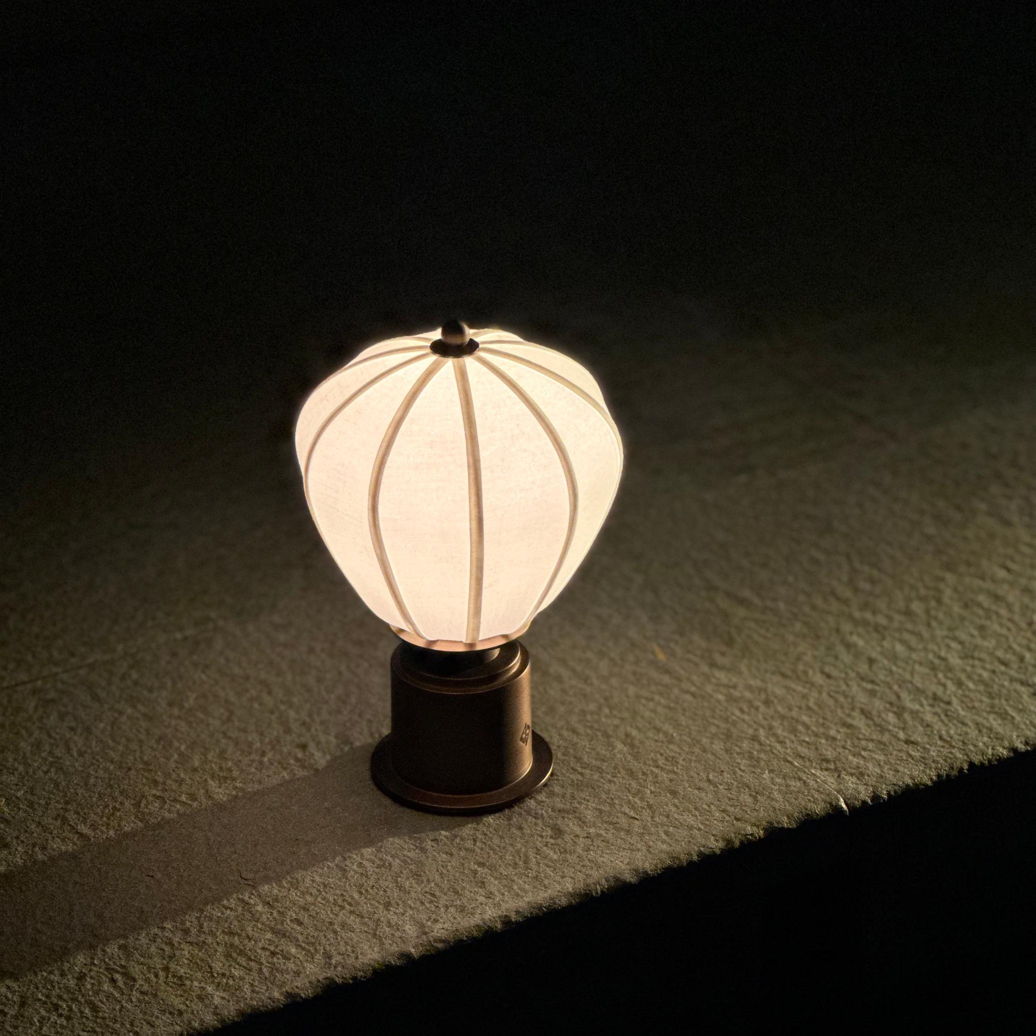 Chinese The Balloon Portable LED Lamp in Fabric Shade and Bronze by André Fu Living For Sale