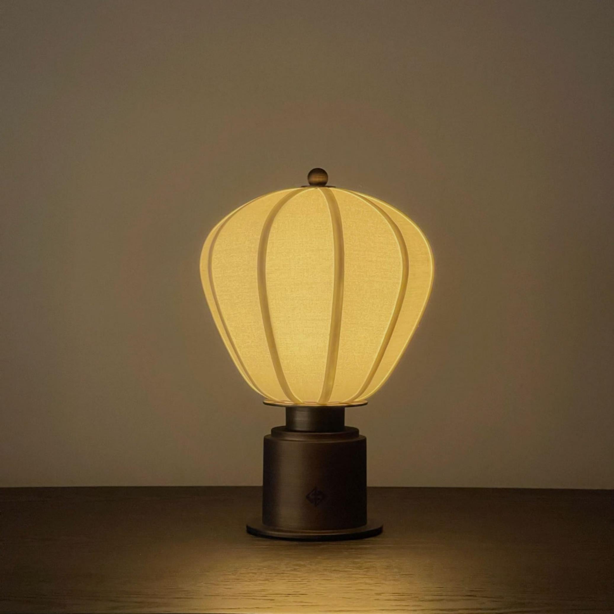 Anodized The Balloon Portable LED Lamp in Fabric Shade and Bronze by André Fu Living For Sale