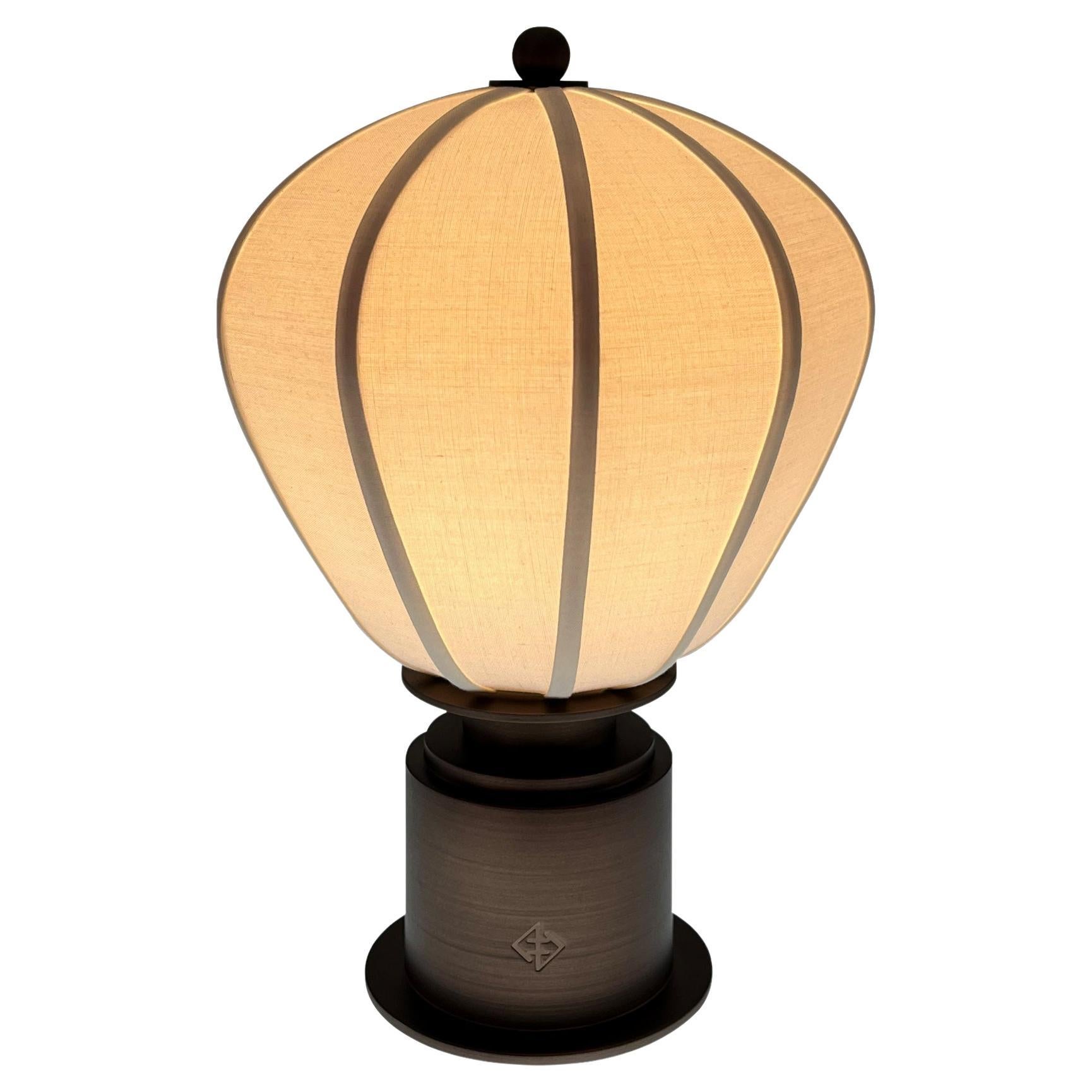 The Balloon Portable LED Lamp in Fabric Shade and Bronze by André Fu Living