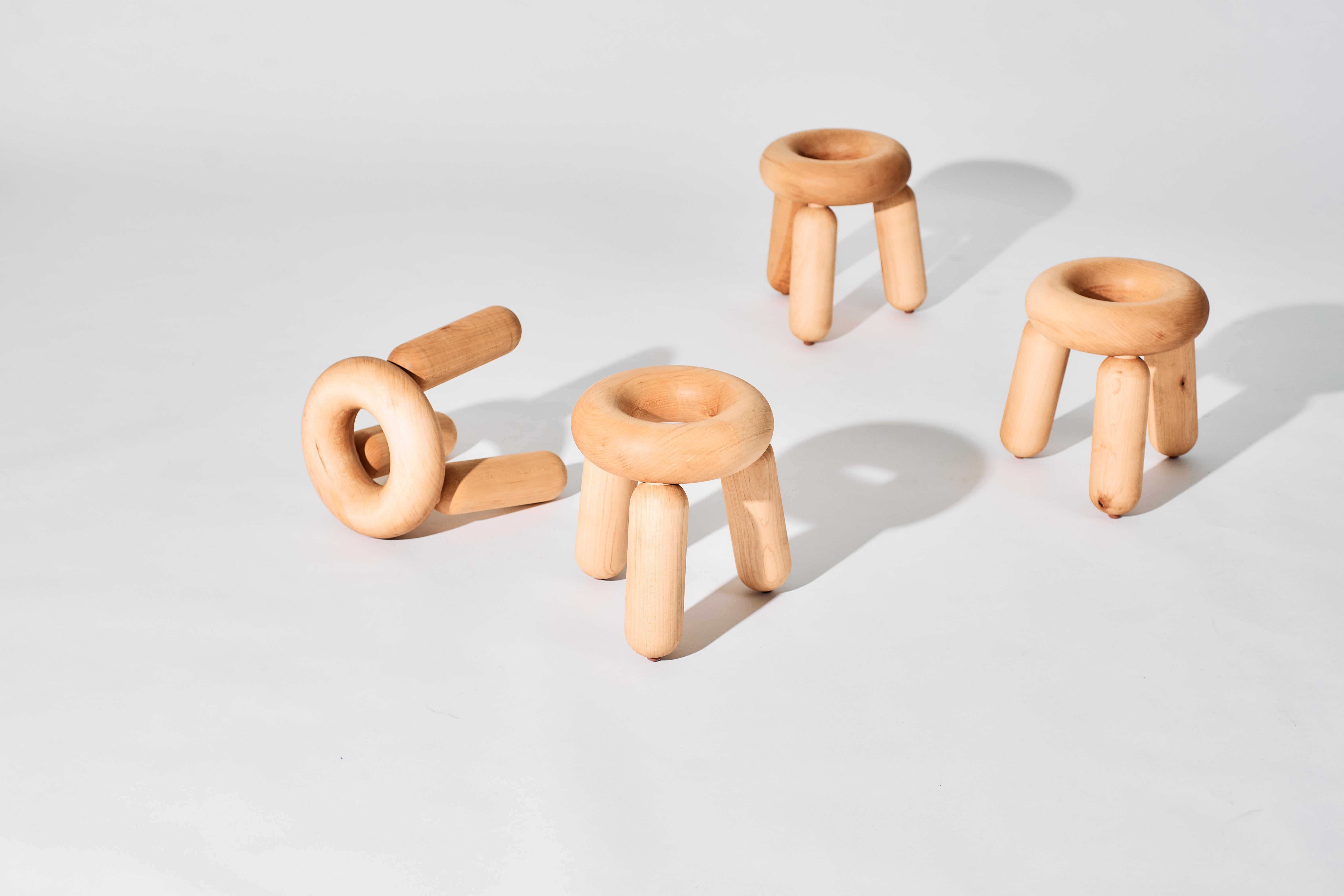 The Balloon Stool Collection - Solid Maple Stools - Small Size For Sale 6