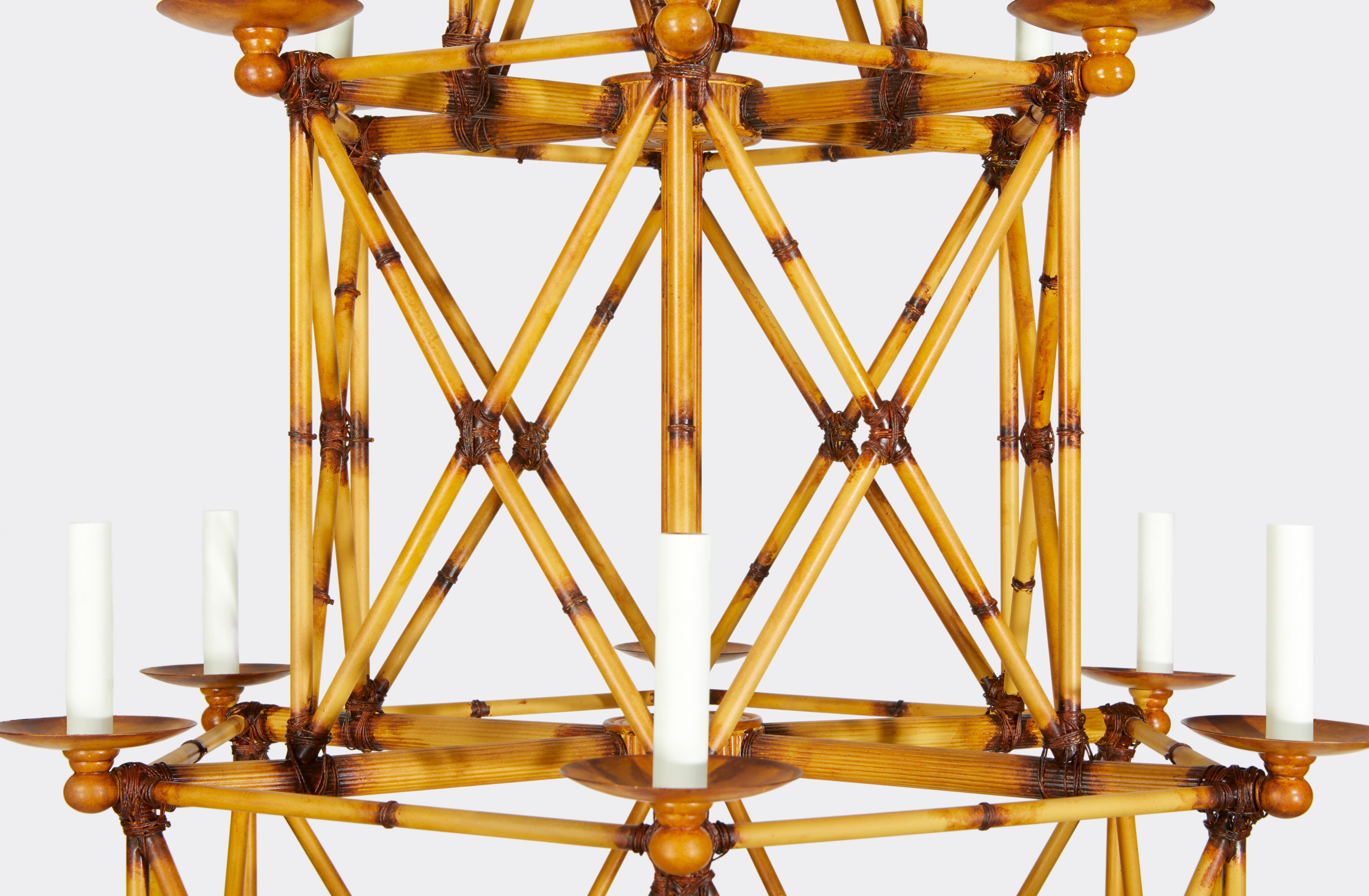 Contemporary Bamboo Folly Chandelier by David Duncan For Sale