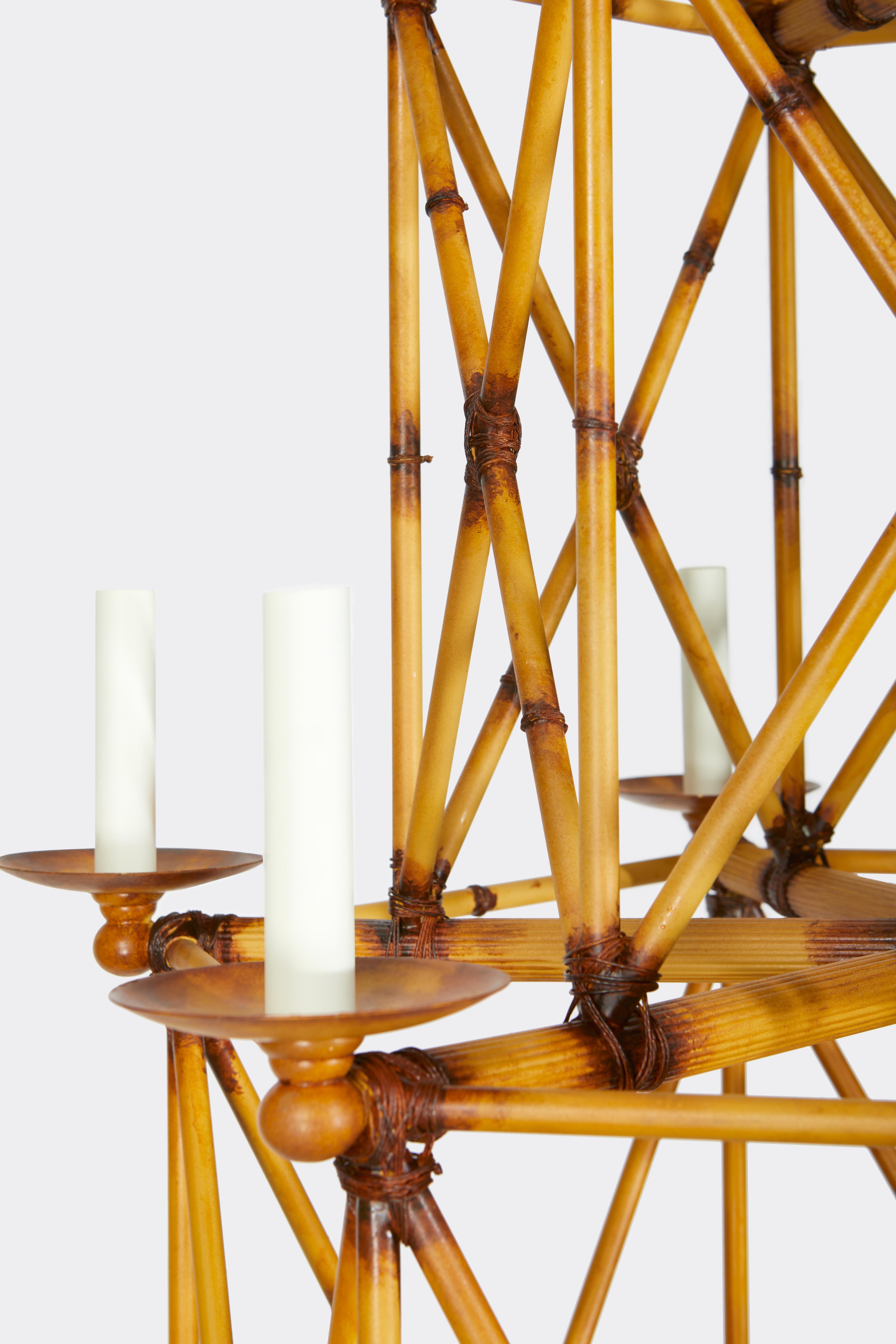 Bamboo Folly Chandelier by David Duncan For Sale 1