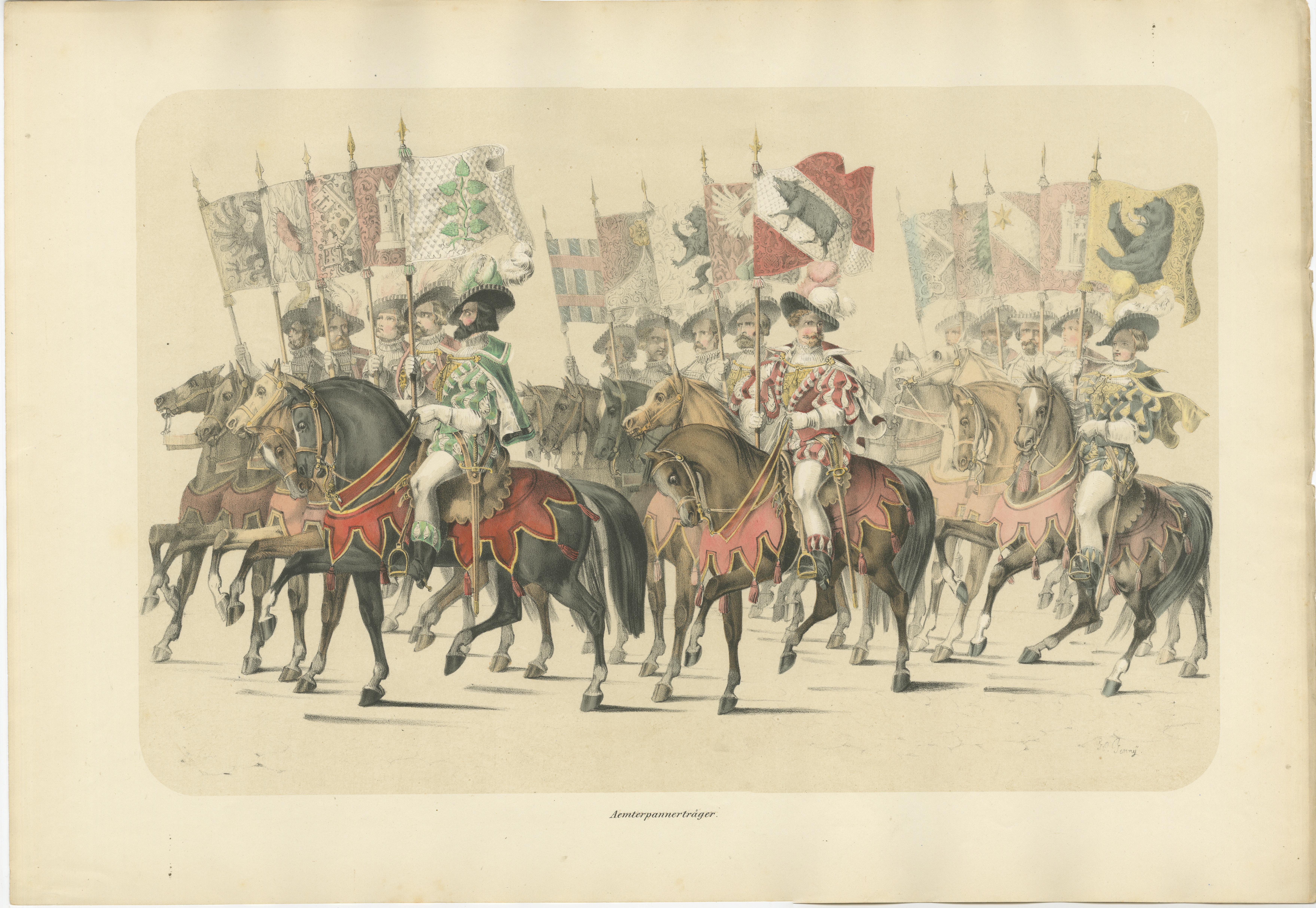 The Banner Bearers of Bern – A Grand Cavalcade of Swiss Heraldry, 1855 For Sale 5