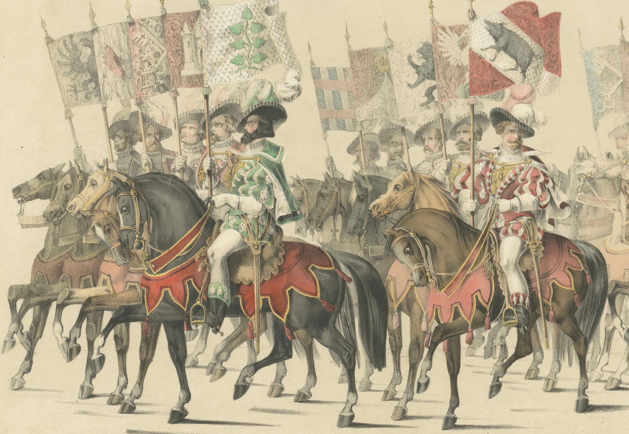 Mid-19th Century The Banner Bearers of Bern – A Grand Cavalcade of Swiss Heraldry, 1855 For Sale