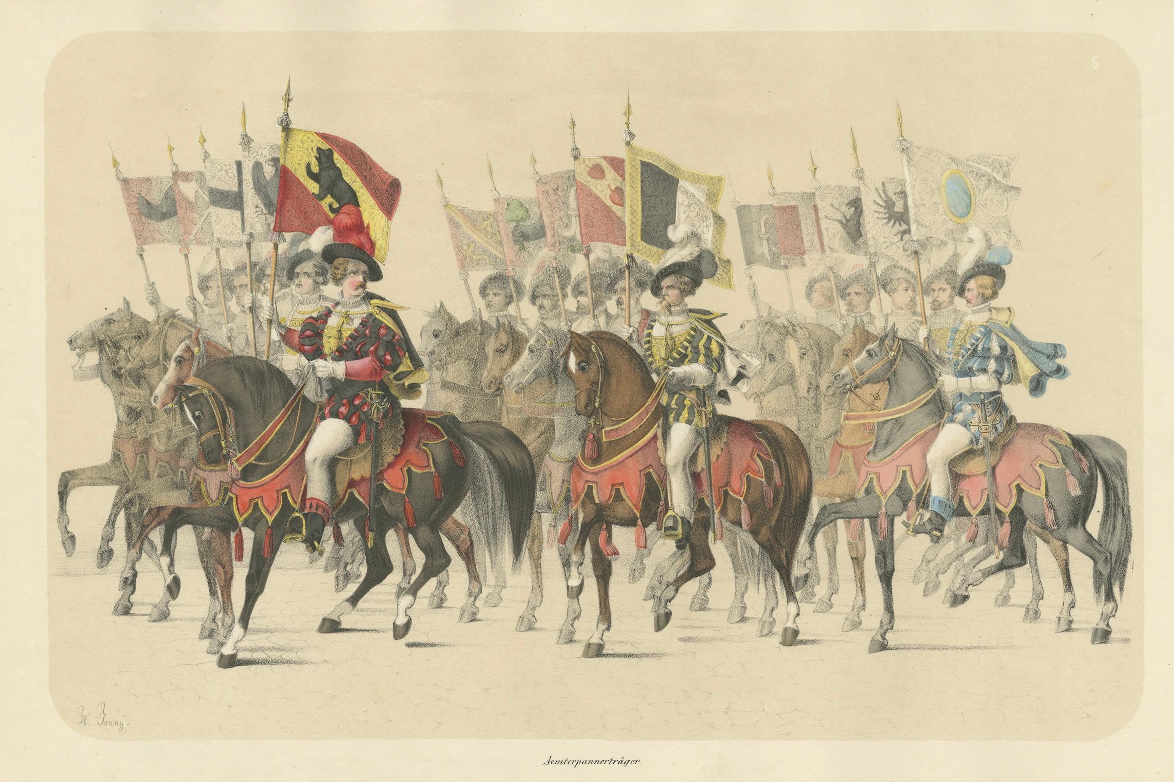 The Banner Bearers of Bern – A Grand Cavalcade of Swiss Heraldry, 1855 For Sale 2