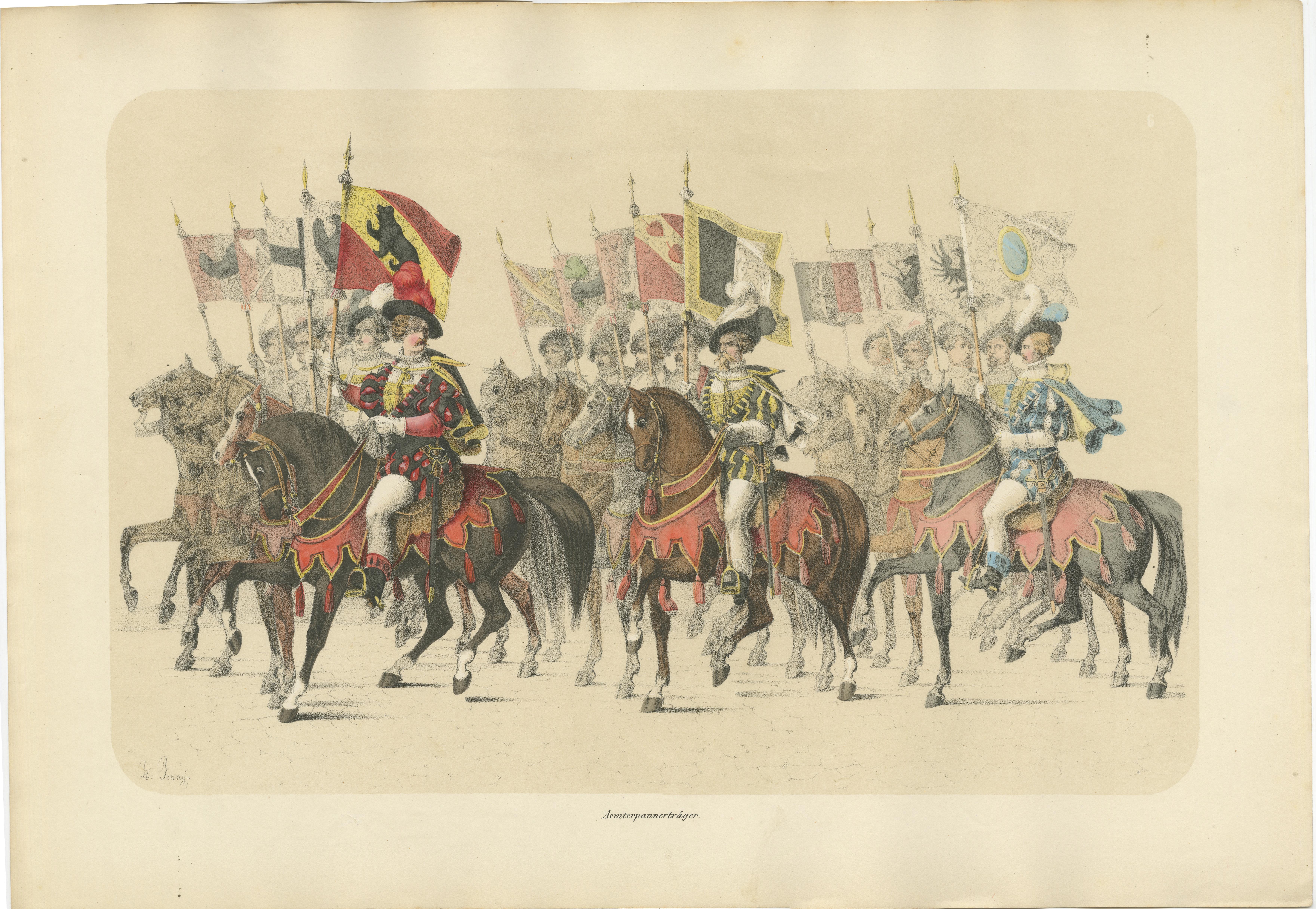 The Banner Bearers of Bern – A Grand Cavalcade of Swiss Heraldry, 1855 For Sale 4