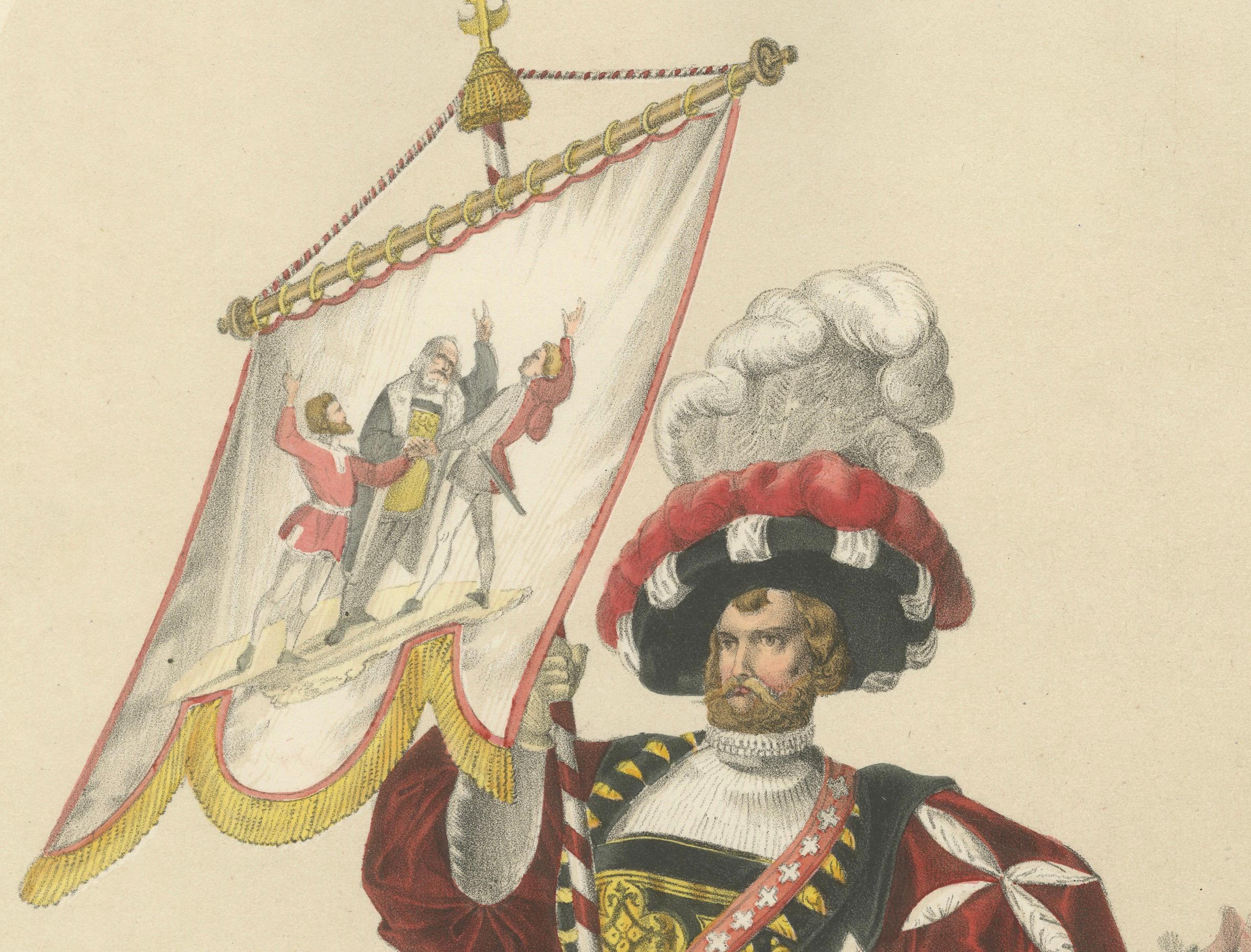 The Banner of the Swiss Confederation & William Tell - Eine nationale Hommage, 1855 im Zustand „Gut“ im Angebot in Langweer, NL