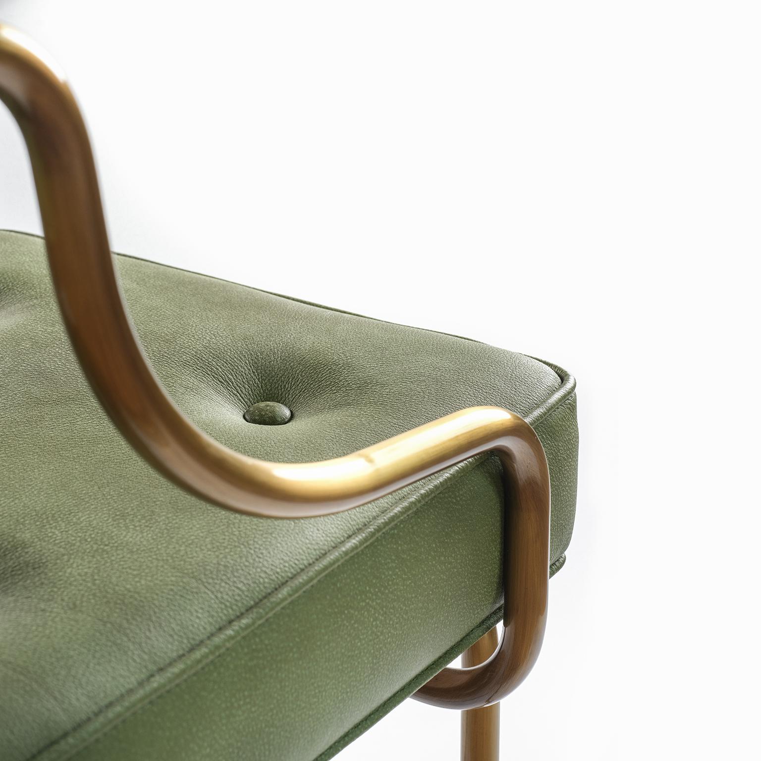tabouret de bar en cuir capitonné et cadre bronzé du 21e siècle:: la chaise de bar en vente 3