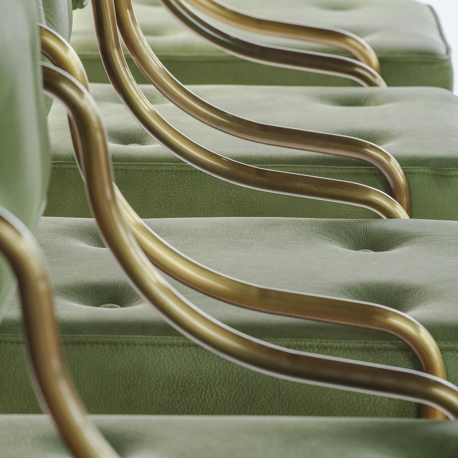 tabouret de bar en cuir capitonné et cadre bronzé du 21e siècle:: la chaise de bar en vente 7