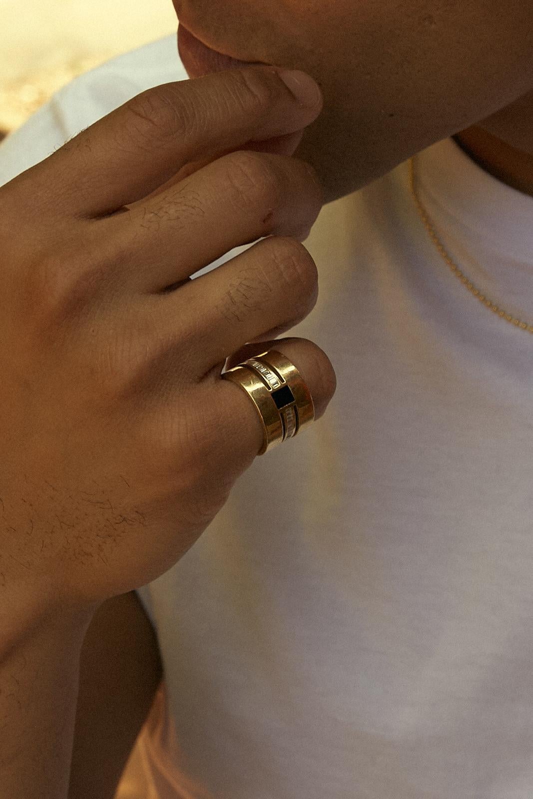 For Sale:  The Barbette Ring 2.5 Carat Diamond and Black Enamel Cigar Band 18