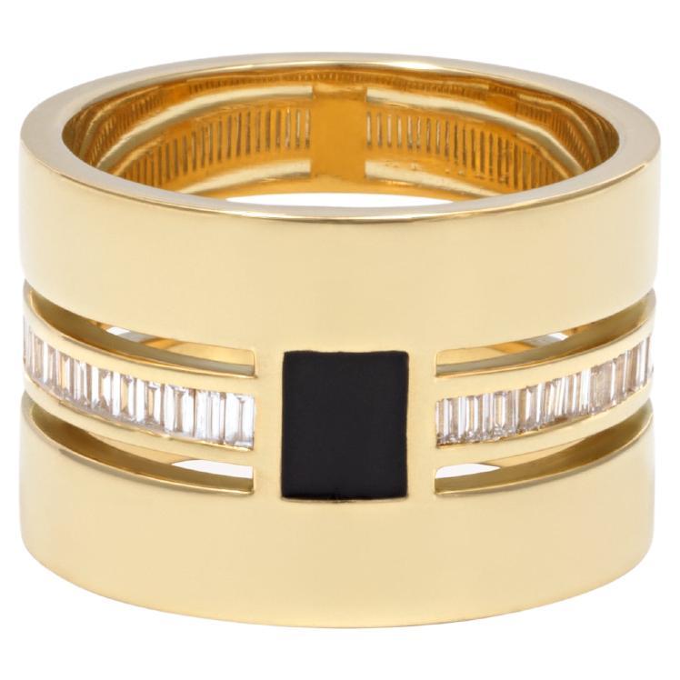 Anillo Barbette Anillo para puros con diamantes de 2,5 quilates y esmalte negro