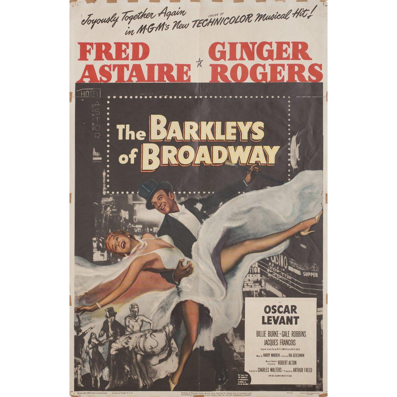 Original 1948 U.S. one sheet poster for the film The Barkleys of Broadway directed by Charles Walters with Fred Astaire / Ginger Rogers / Oscar Levant / Billie Burke. Good-Very Good condition, folded with tape. Many original posters were issued