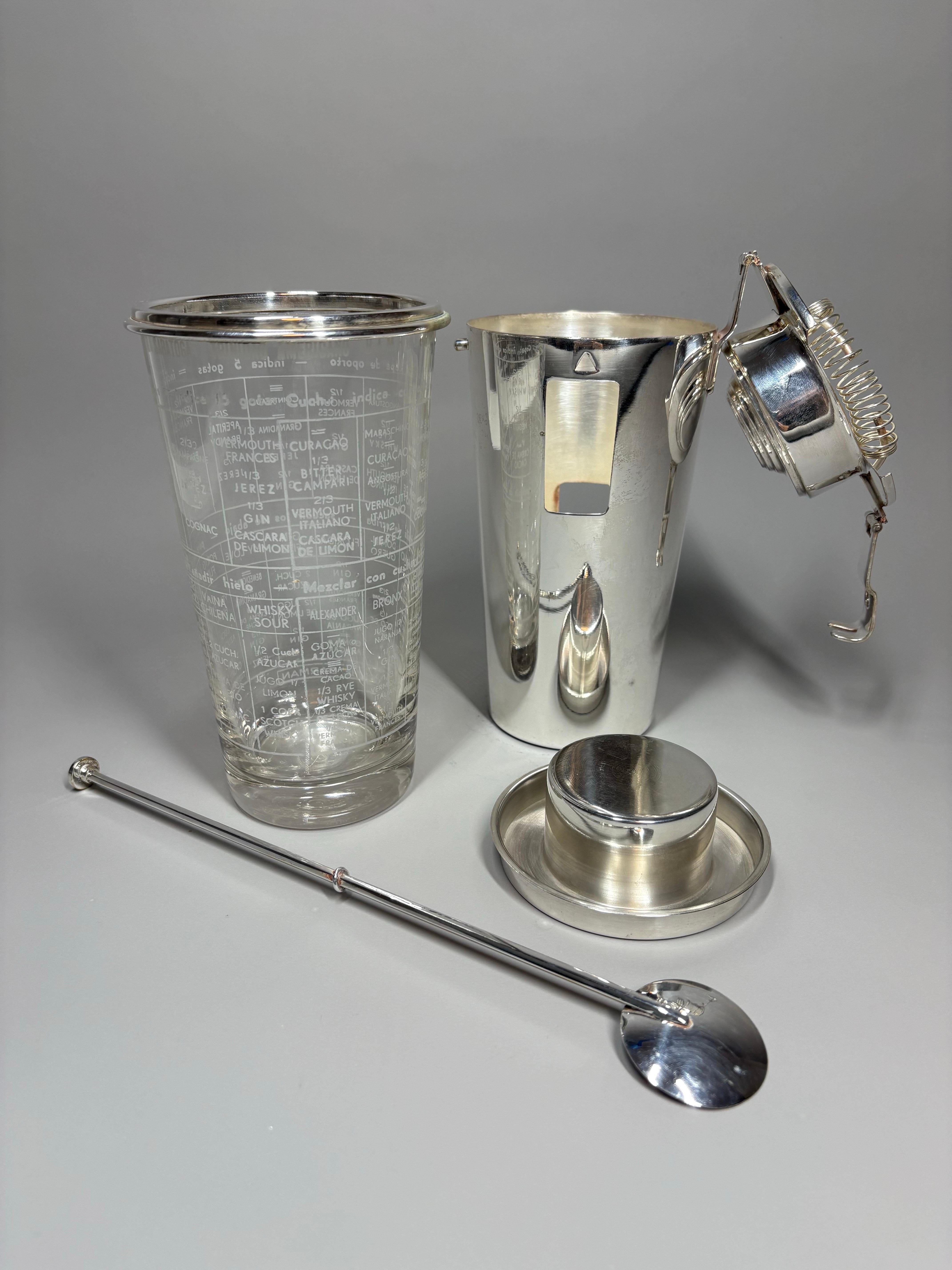 'The Barman' Art Deco Rezept Cocktail Shaker von Ghiso um 1930 im Angebot 1