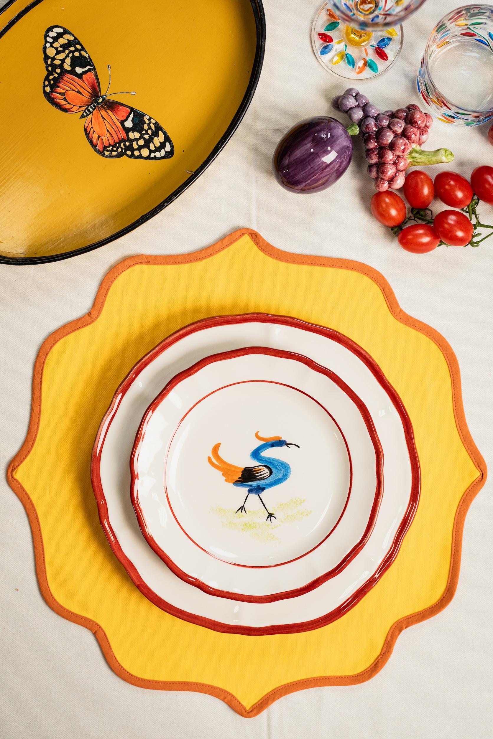 Moderno Piatto da insalata in ceramica dipinto a mano The Barn - Set di 4 pezzi in vendita