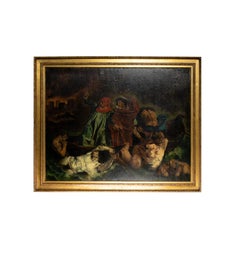 The Barque of Dante Oil Painting After Eugéne Delacroix, Gilt Frame