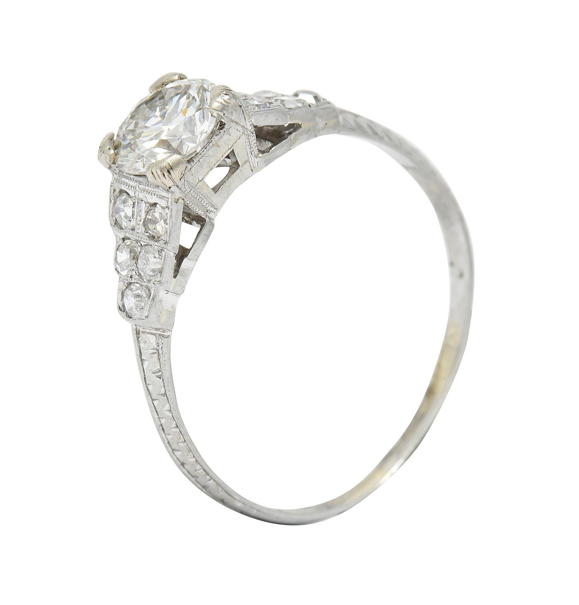 Barth Co. Retro 1,00 Karat Diamant 18 Karat Weißgold Verlobungsring 6