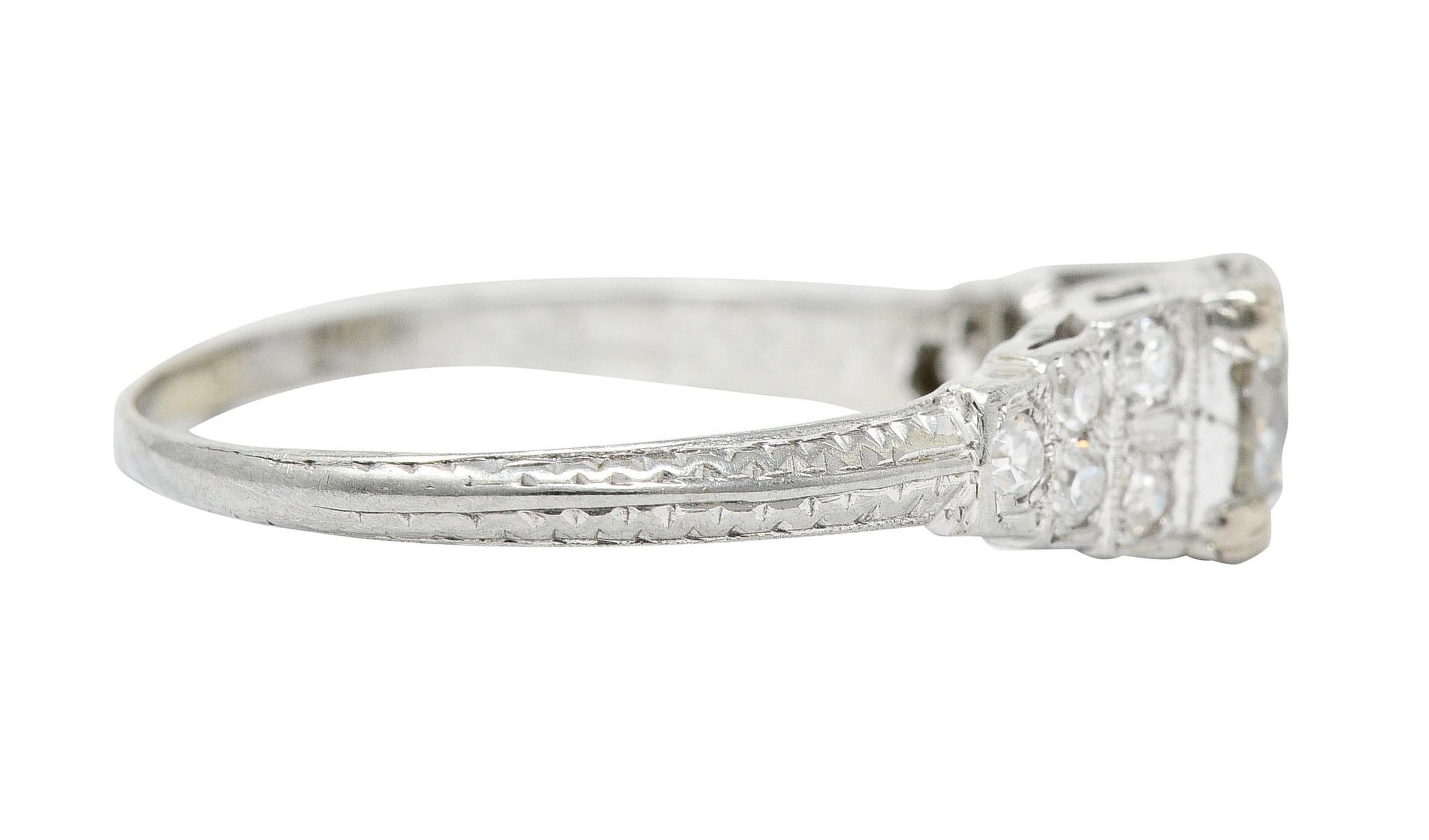 Barth Co. Retro 1,00 Karat Diamant 18 Karat Weißgold Verlobungsring (Brillantschliff)