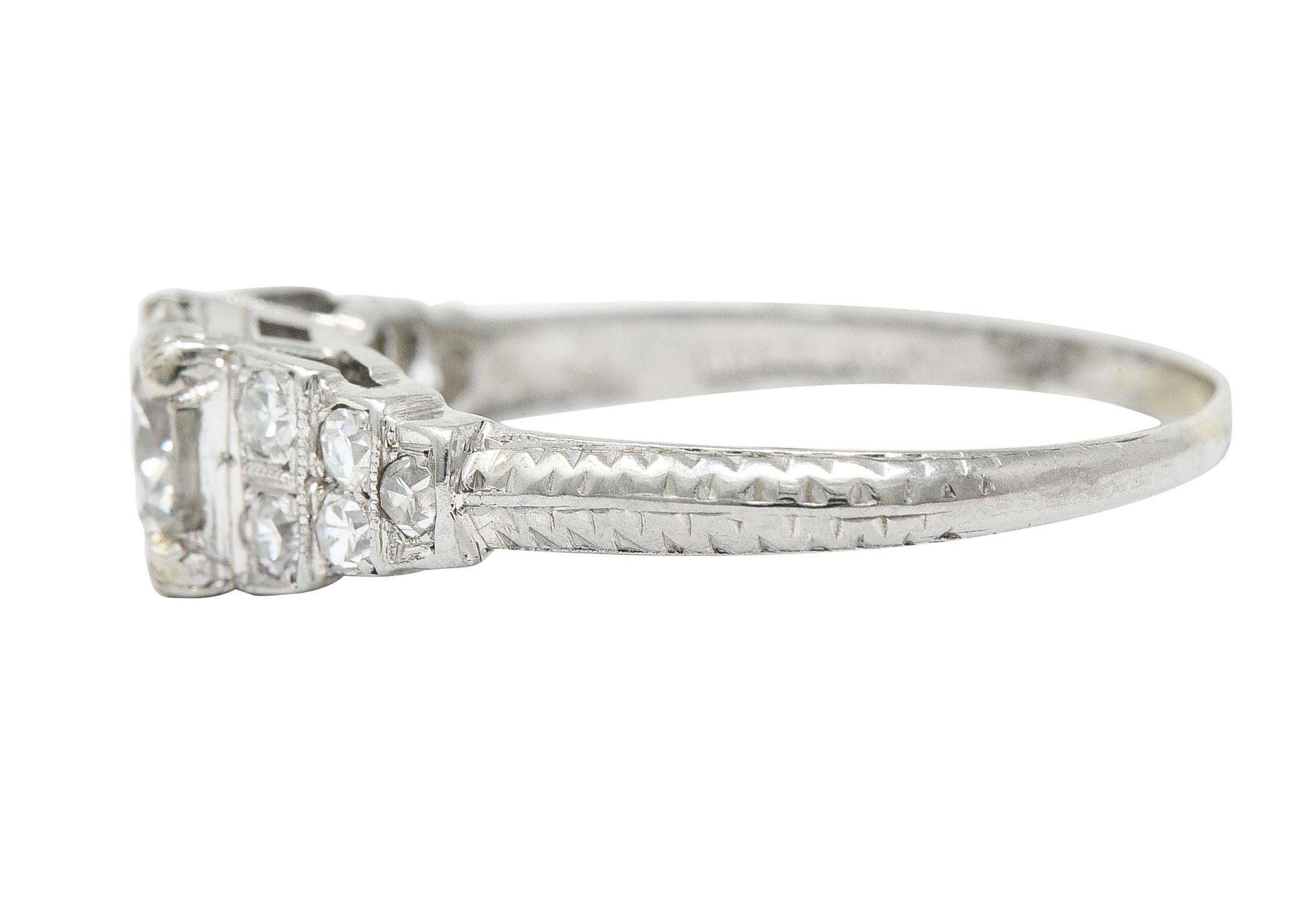 Barth Co. Retro 1,00 Karat Diamant 18 Karat Weißgold Verlobungsring für Damen oder Herren