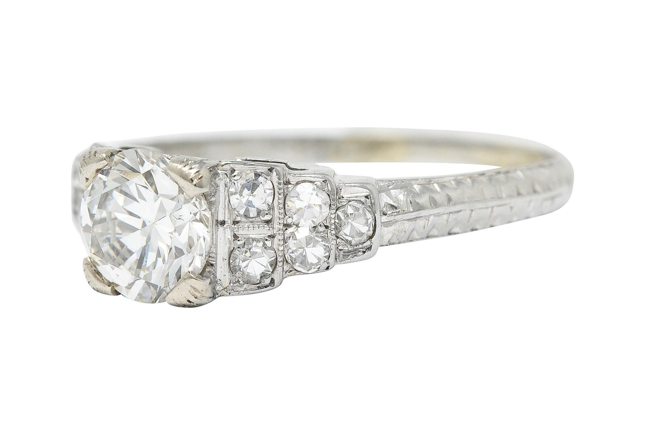 Barth Co. Retro 1,00 Karat Diamant 18 Karat Weißgold Verlobungsring 1