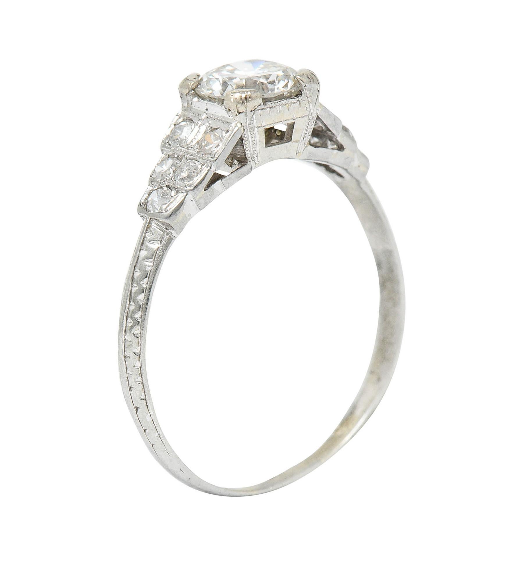 Barth Co. Retro 1,00 Karat Diamant 18 Karat Weißgold Verlobungsring 4