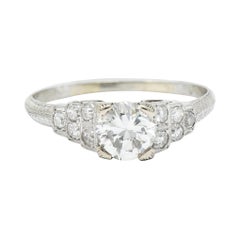 Barth Co. Retro 1,00 Karat Diamant 18 Karat Weißgold Verlobungsring