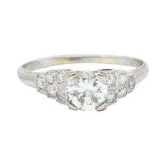 The Barth Co. Retro 1.00 Carat Diamond 18 Karat White Gold Engagement Ring