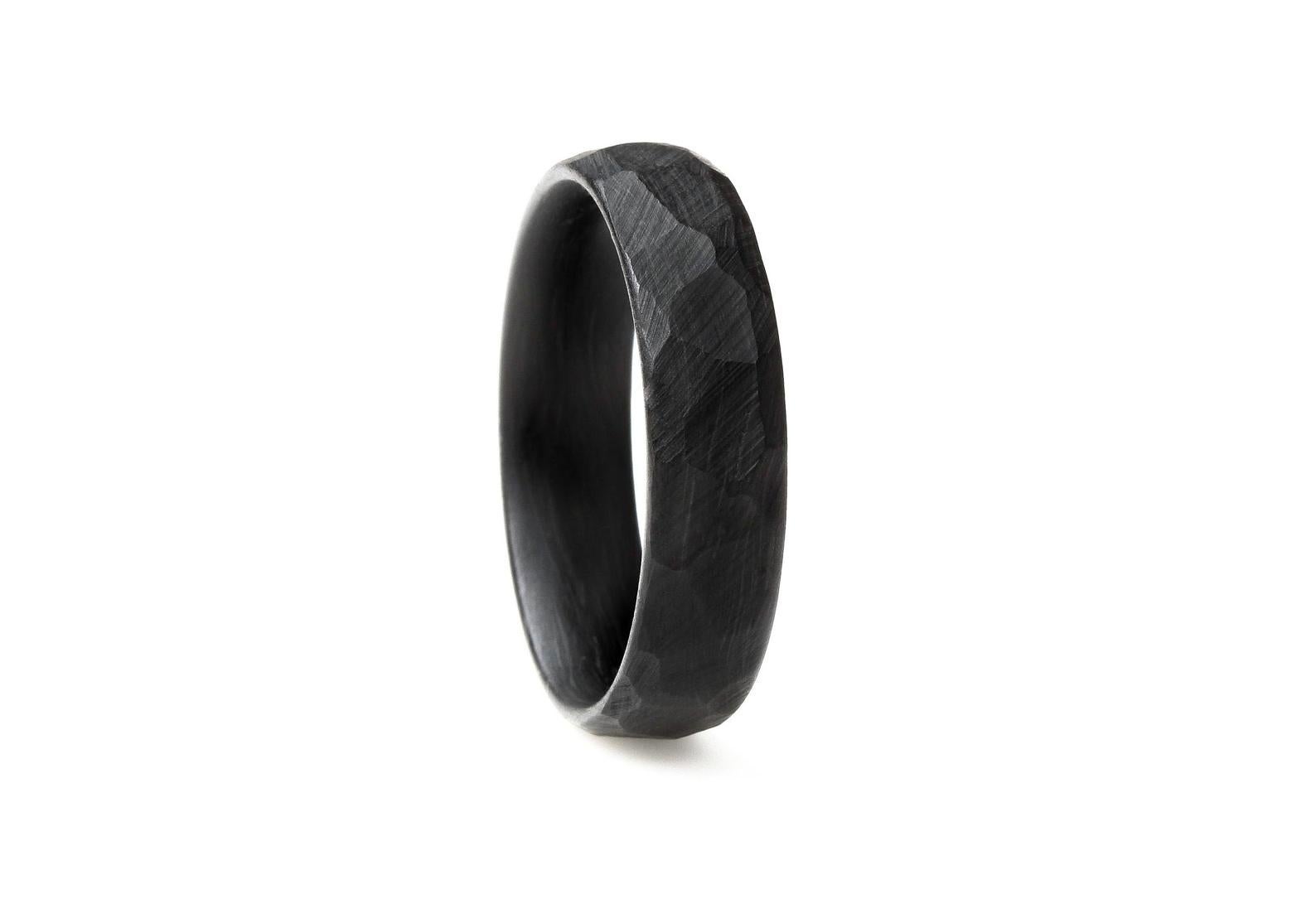 For Sale:  The Bates : Hand-Ground Forged Carbon Fiber Comfort Fit Wedding Band 4